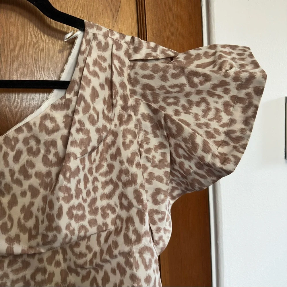 j.crew one shoulder ruffle mini dress in italian ikat leopard